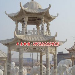 雙層涼亭石雕,大理石涼亭雕塑