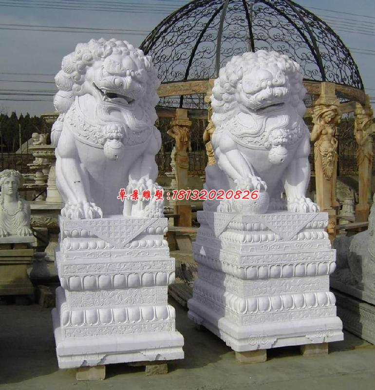漢白玉獅子,動物石雕