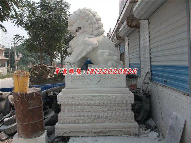 石雕北京獅,踩球石獅子雕塑 (3)