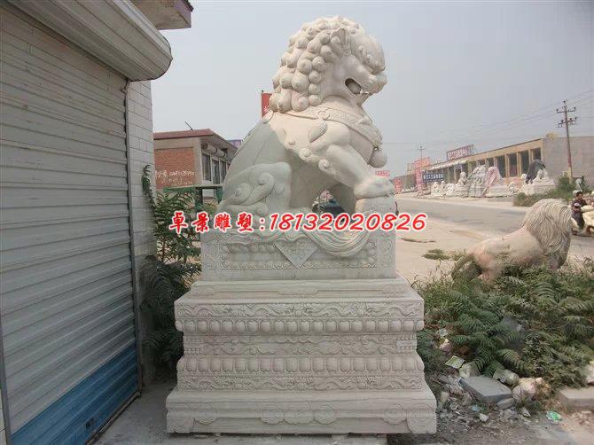 石雕北京獅,踩球石獅子雕塑 (1)