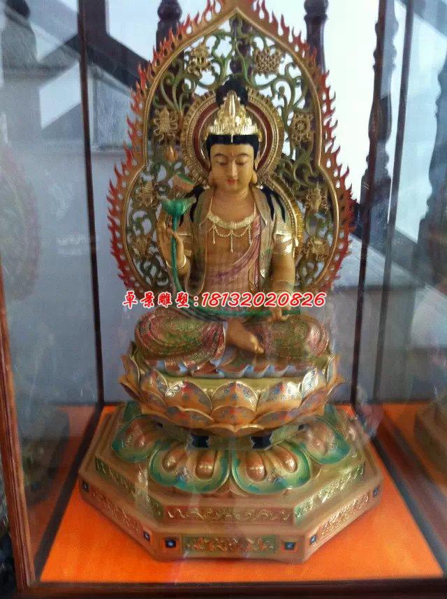 玻璃鋼彩繪西方三圣,坐式佛像雕塑 (2)