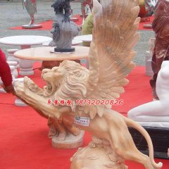 飛獅雕塑，晚霞紅獅子雕塑