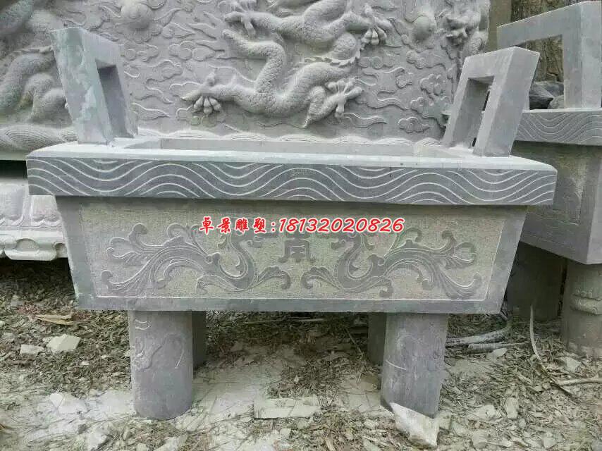 石雕鼎,四腳鼎,香爐石雕