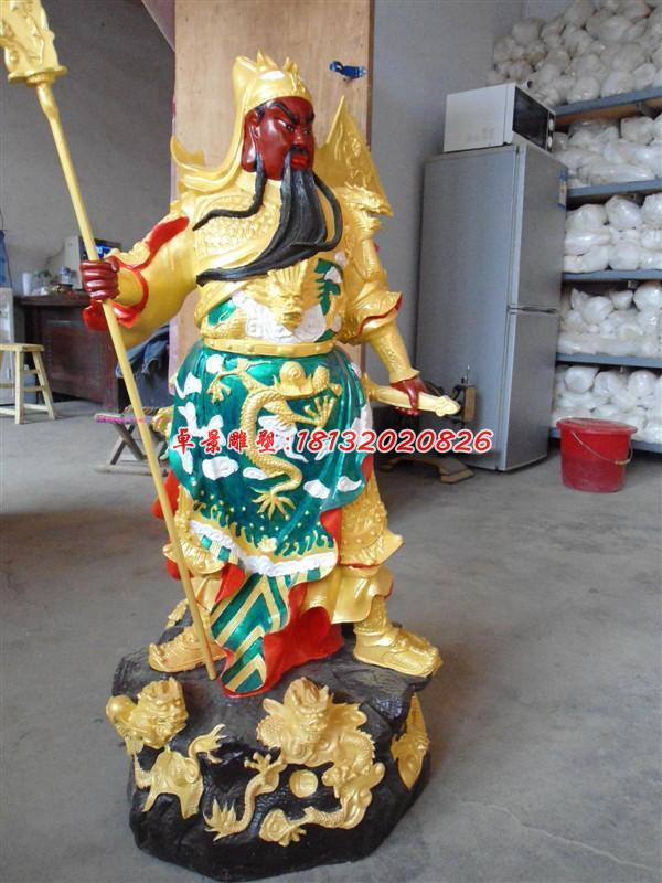 玻璃鋼紅臉關公雕塑,玻璃鋼彩繪神仙雕塑