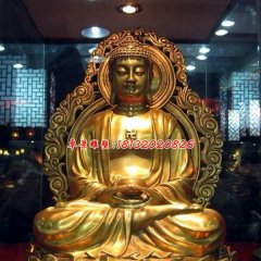 釋迦牟尼佛雕塑，玻璃鋼鎏金佛像雕塑