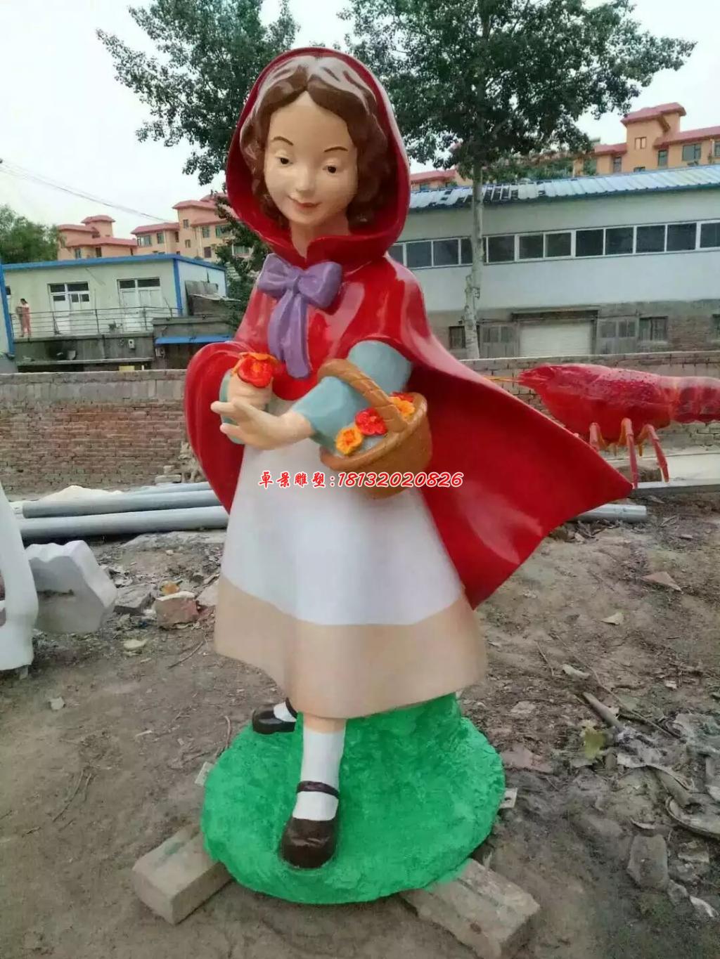 玻璃鋼小紅與大灰狼雕塑,卡通人物雕塑 (3)