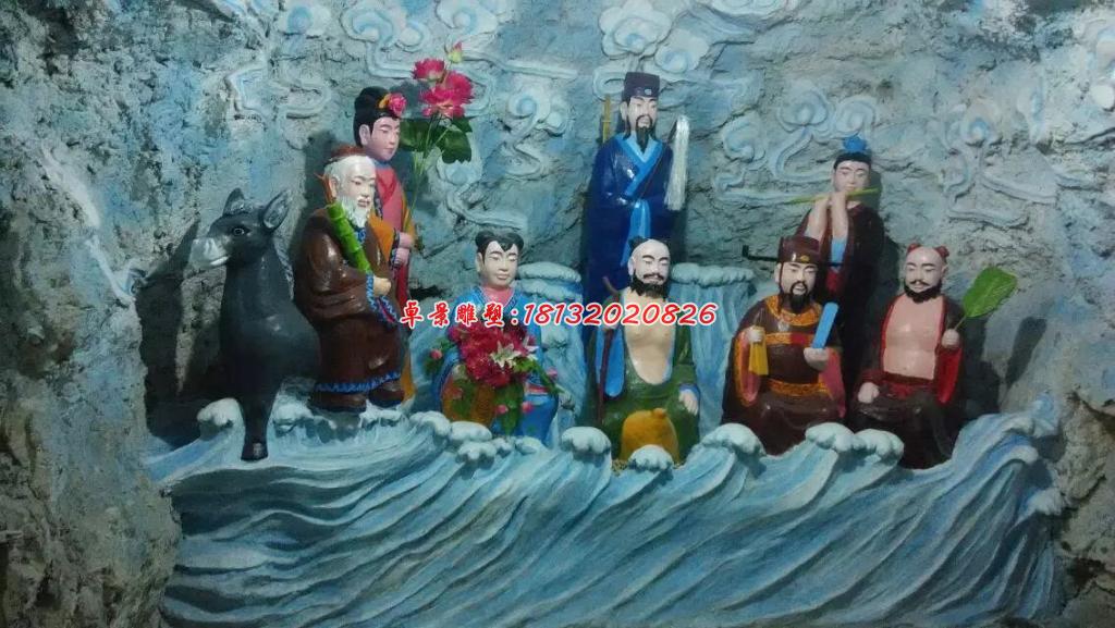 玻璃鋼八仙過海雕塑,玻璃鋼神仙雕塑
