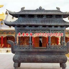 佛光普照銅雕香爐，寺廟香爐雕塑
