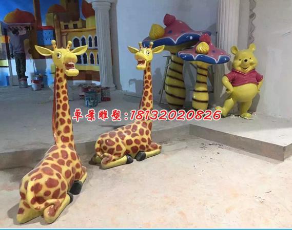 玻璃鋼動物雕塑,玻璃鋼卡通長頸鹿