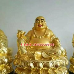 彌勒佛雕塑，貼金佛像玻璃鋼雕塑