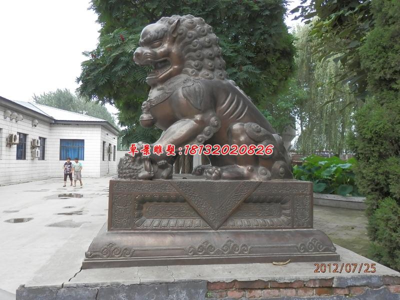 銅雕北京獅,看門獅子雕塑 (2)