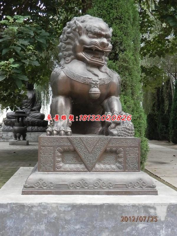 銅雕北京獅,看門獅子雕塑 (1)