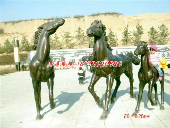 小馬一家三口銅雕,廣場銅馬雕塑