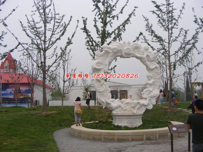 西方小孩石雕,漢白玉景觀石雕