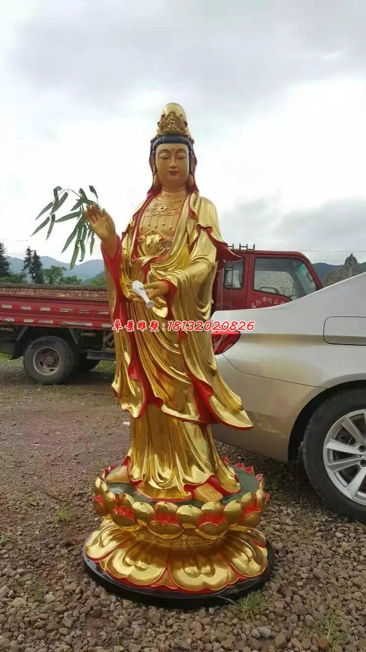 貼金佛像雕塑,西方三圣銅雕 (1)