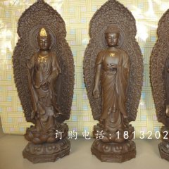 東方三圣銅雕，鑄銅東方三圣雕塑，西方三圣銅雕