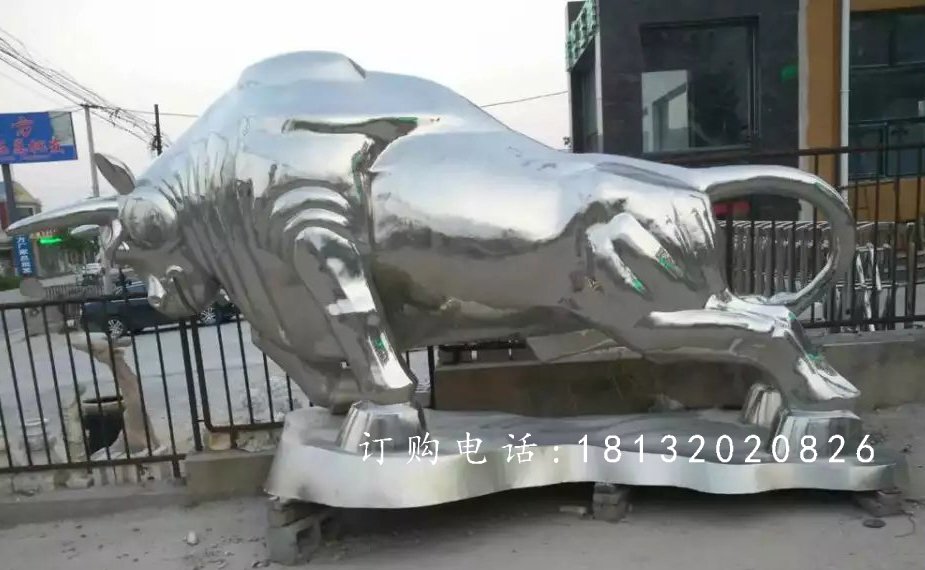 不銹鋼拓荒牛,開荒牛雕塑