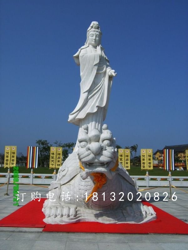 觀音石雕,漢白玉立式觀音雕塑 (2)