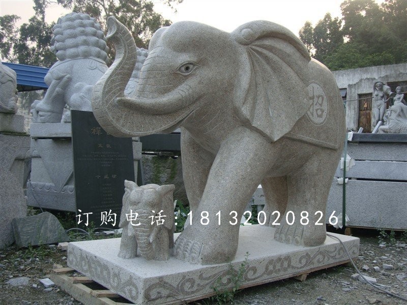 大象石雕,大理石大象雕塑 (8)
