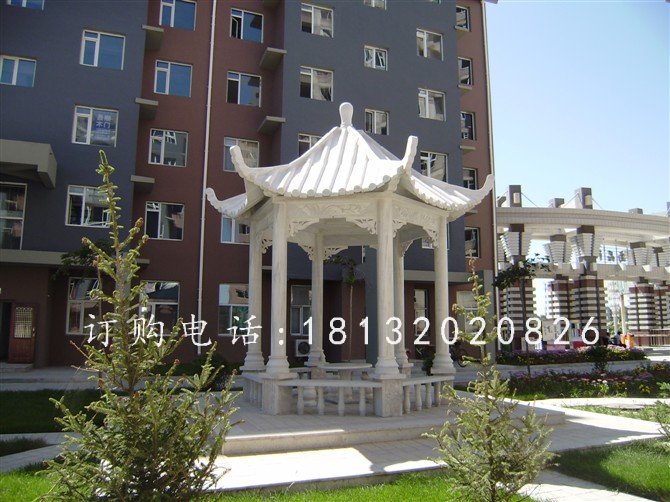 漢白玉石雕涼亭,小區石涼亭雕塑 (3)