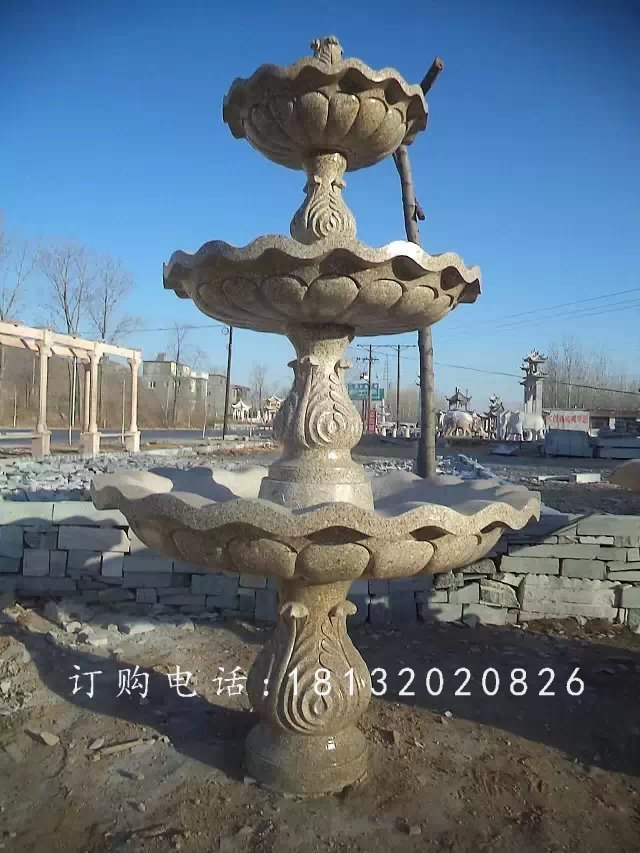 跌水盆噴泉雕塑,三層跌水盆石雕 (1)