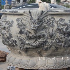 石頭花盆,石雕花盆雕塑