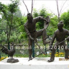 比武銅雕，古代人物銅雕