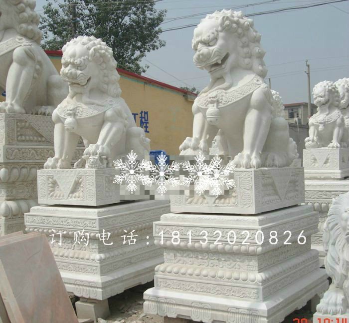 看門獅子雕塑,漢白玉石雕獅子 (1)