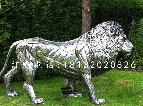 不銹鋼獅子雕塑,不銹鋼公園雕塑