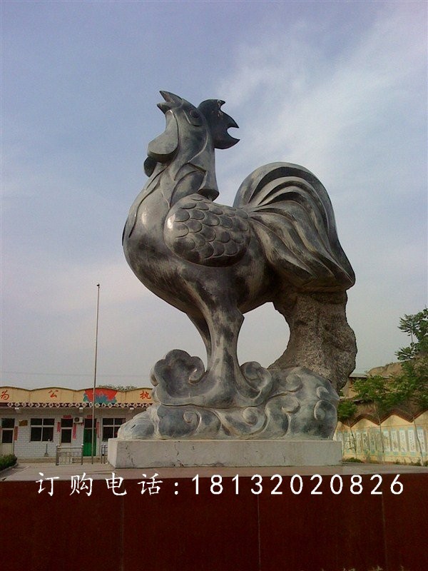 仿古公雞石雕,公園動物石雕