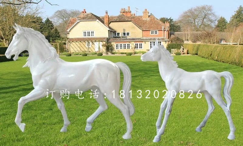 公園動物雕塑,玻璃鋼小白馬 (1)