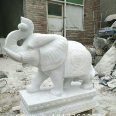 漢白玉大象石雕,招財動物雕塑
