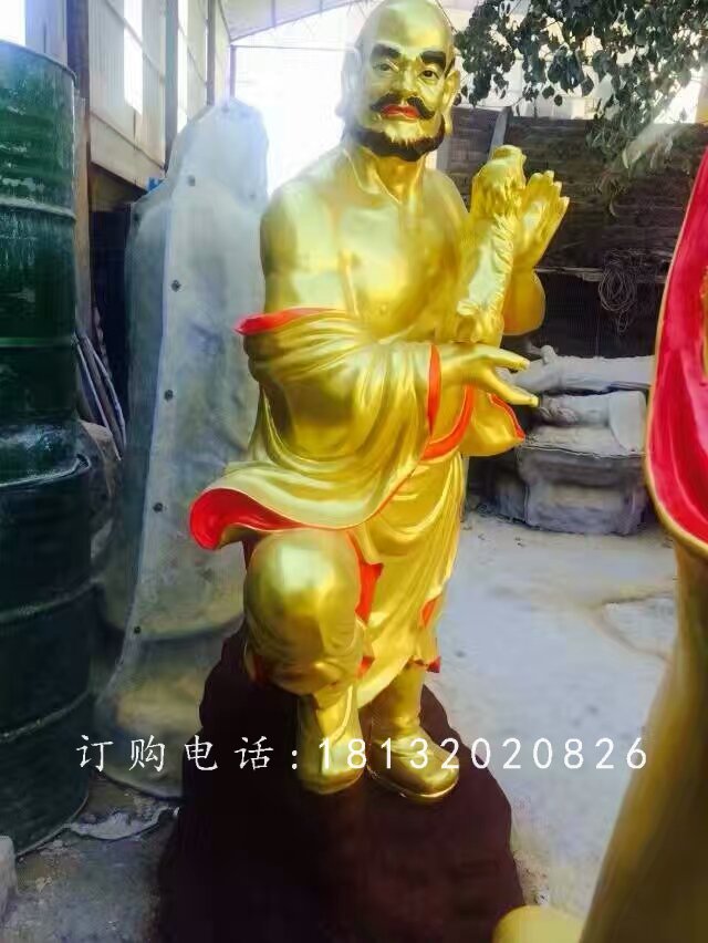十八羅漢雕塑,玻璃鋼貼金羅漢 (1)