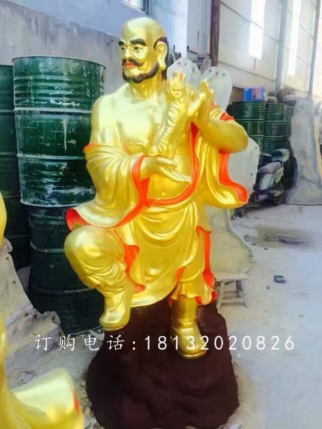 十八羅漢雕塑,玻璃鋼貼金羅漢 (2)