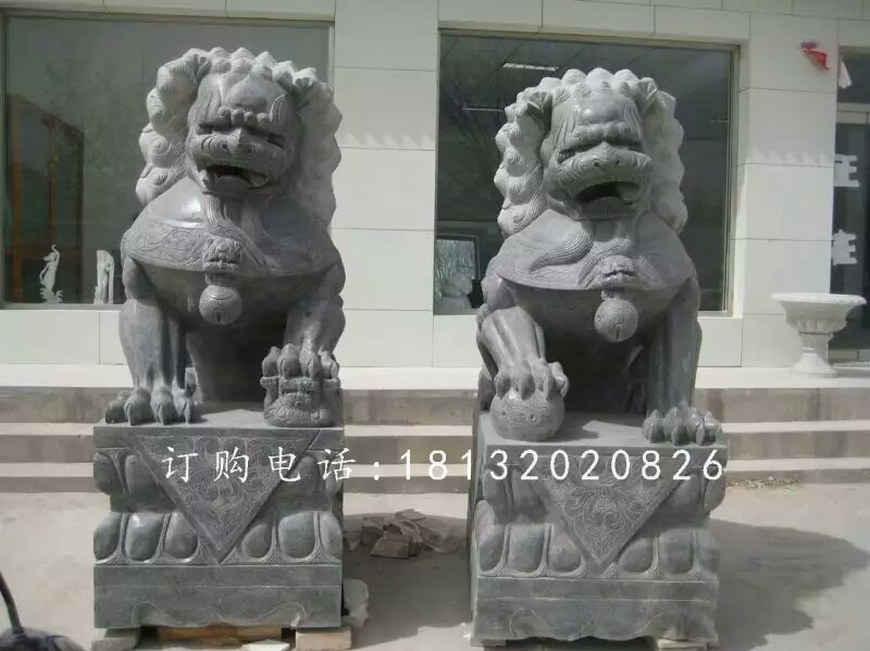 青石獅子雕塑,石雕北京獅 (1)