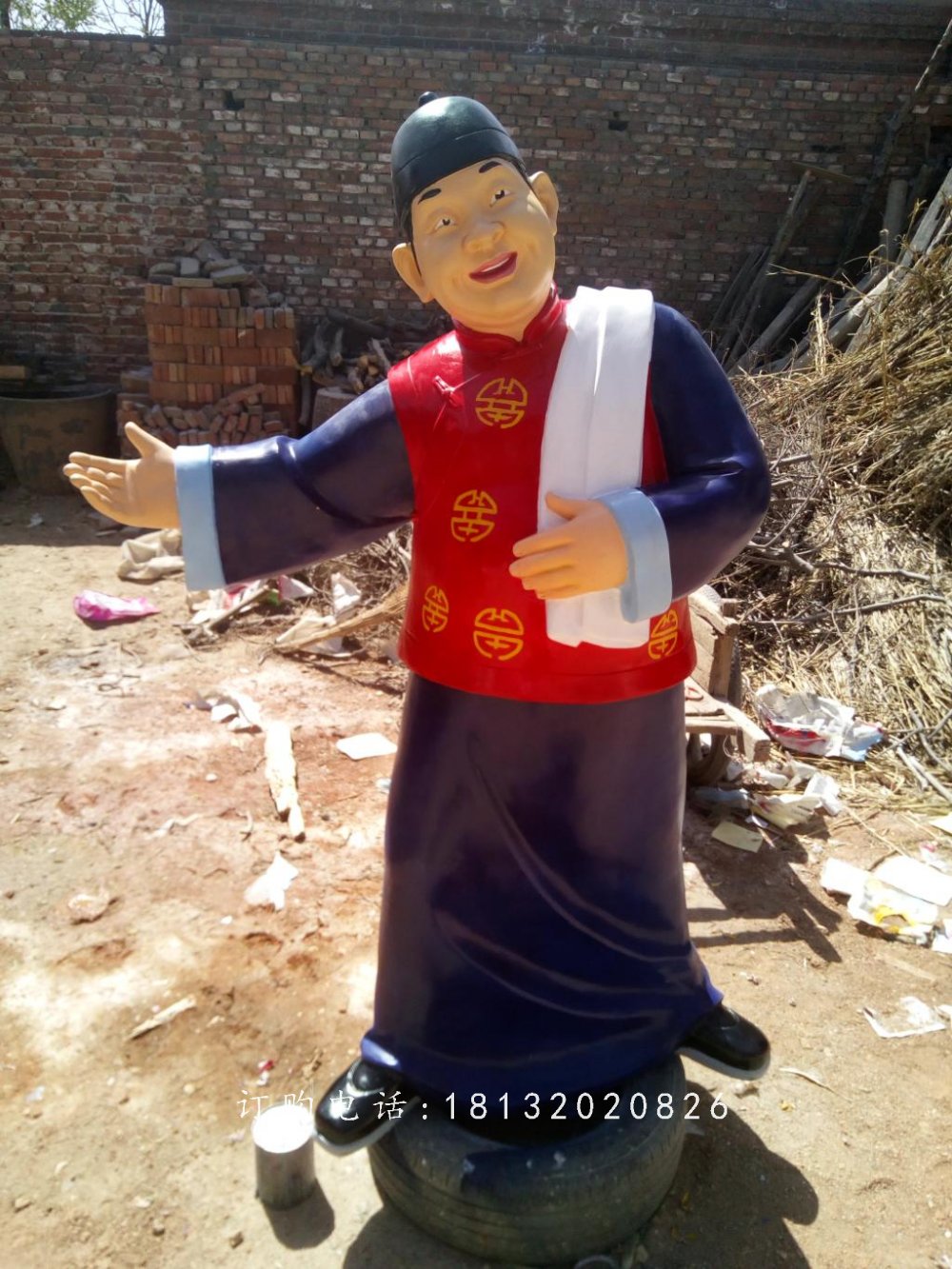 店小二雕塑,玻璃鋼人物雕塑 (2)