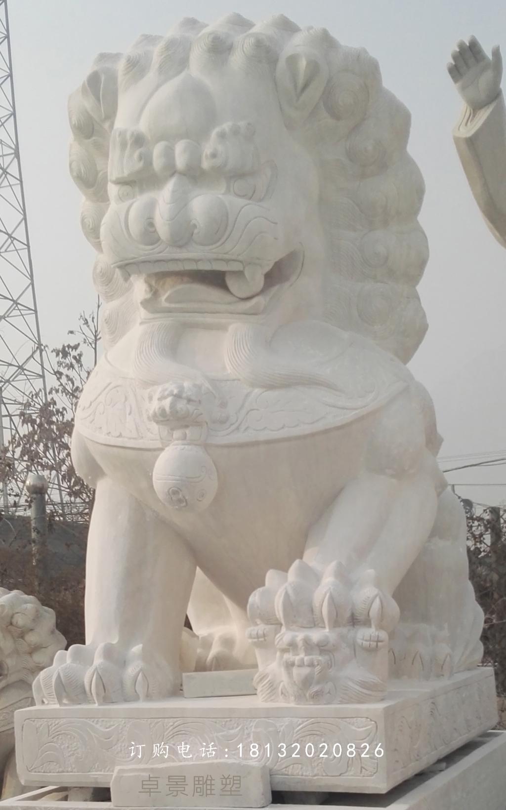 漢白玉獅子雕塑,漢白玉北京獅子 (1)