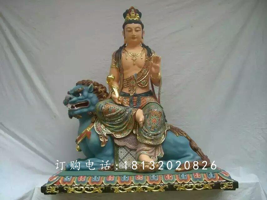 文殊菩薩雕塑,玻璃鋼彩繪佛像