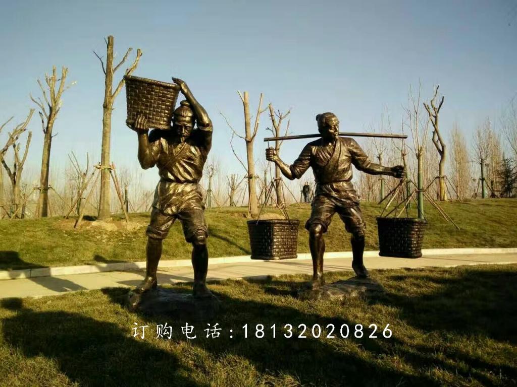 做農(nóng)活人物銅雕,公園人物雕塑 (3)