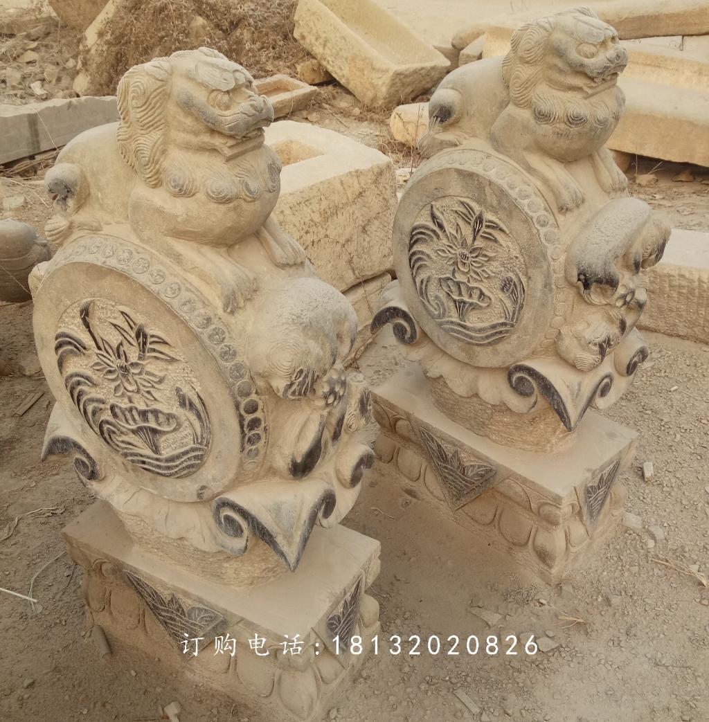 獅子抱鼓石,青石門(mén)墩雕塑