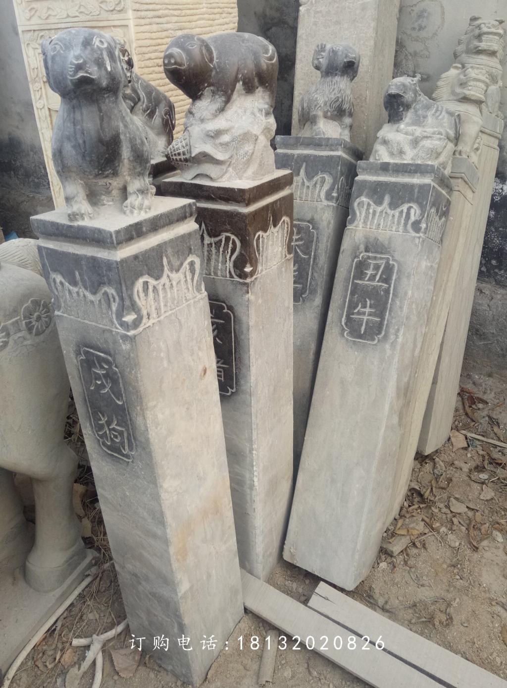 青石拴馬柱雕塑,仿古拴馬柱 (2)