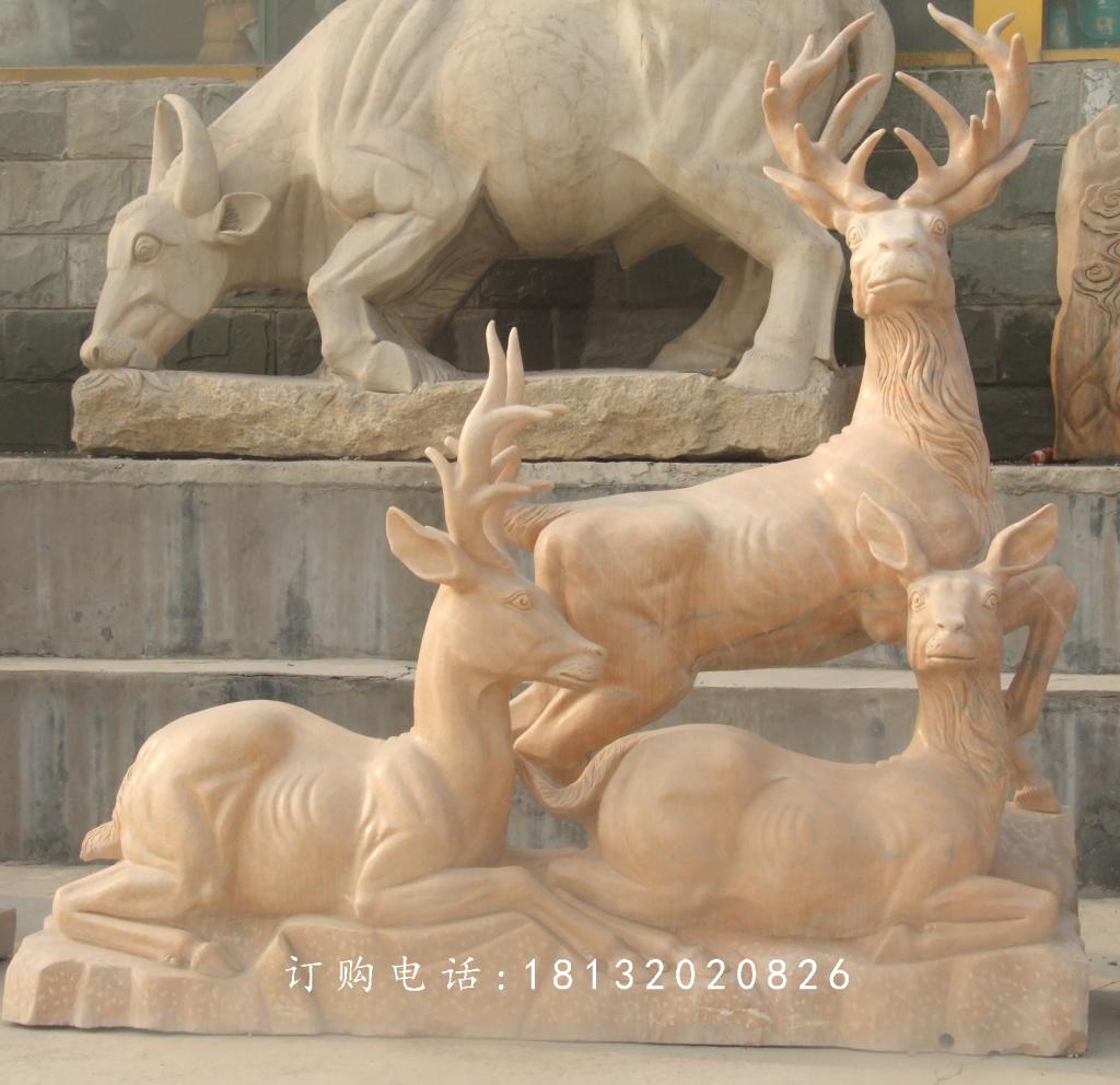 石雕羊,晚霞紅三羊開泰石雕1