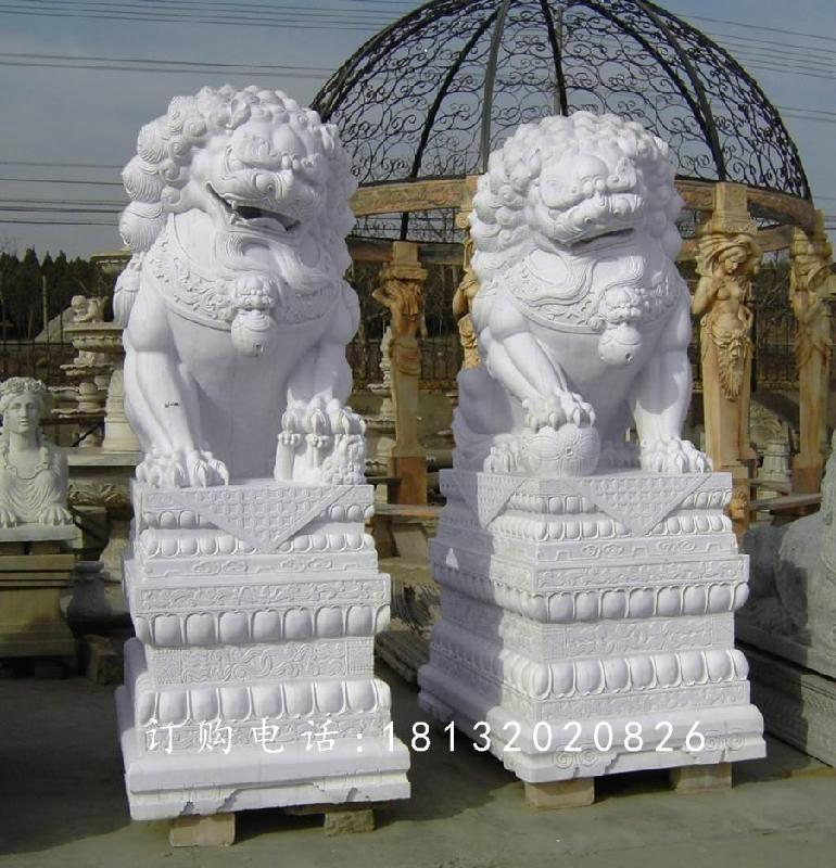 漢白玉獅子石雕,門口獅子雕塑