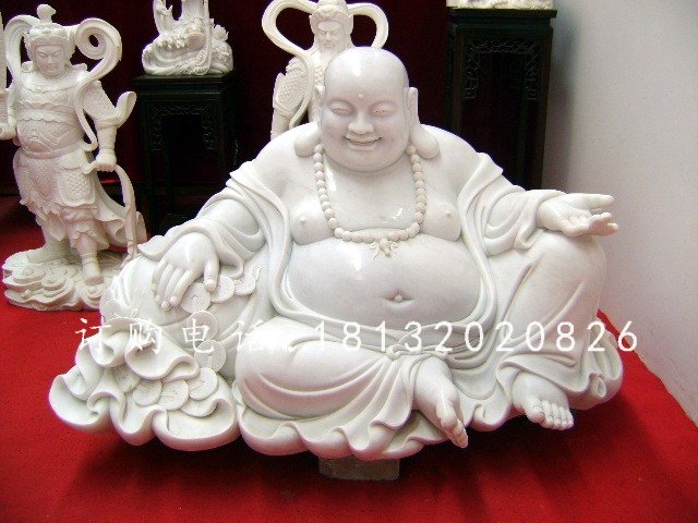 大肚佛石雕,漢白玉彌勒佛雕塑 (1)