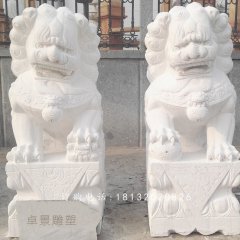 漢白玉獅子石雕，企業門口獅子石雕