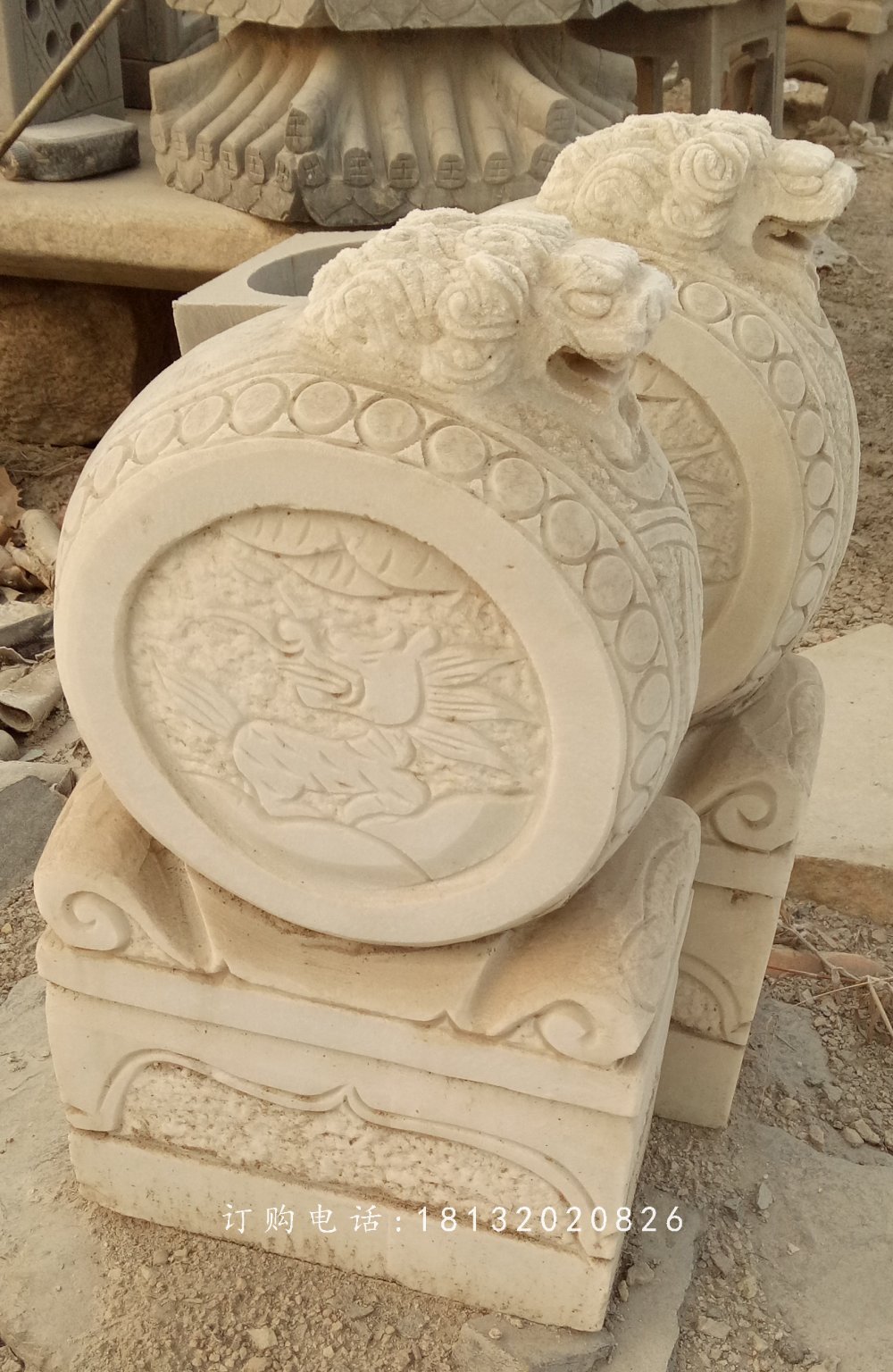龍頭石雕門墩,抱鼓石 (2)