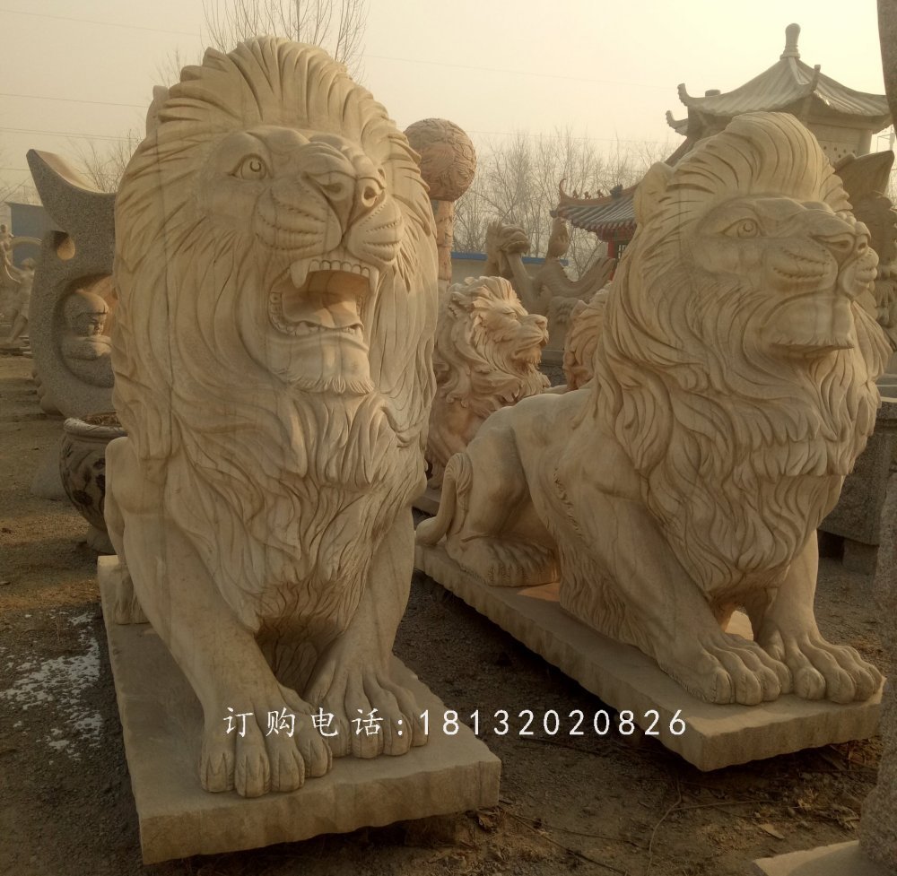 趴著的匯豐獅石雕,公園動物石雕 (1)