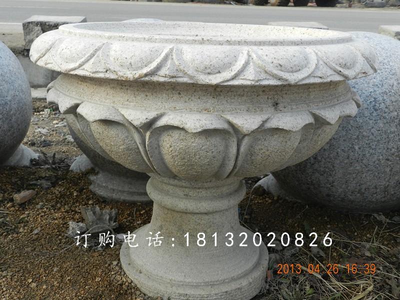 大理石花盆雕塑,公園景觀花盆石雕 (6)