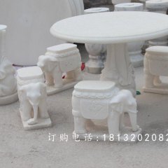 漢白玉石象桌象凳，象桌象凳雕塑