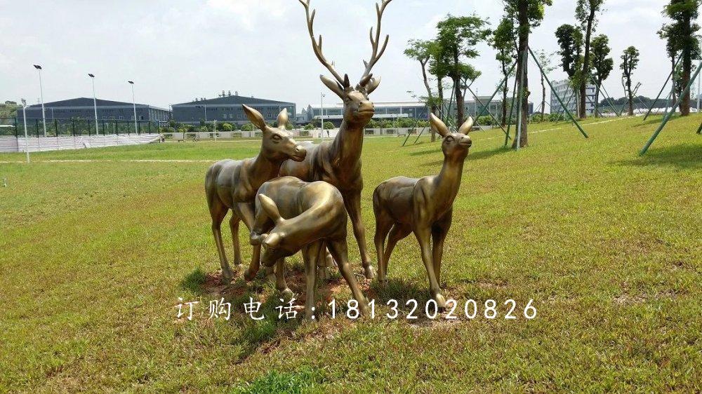 梅花鹿銅雕,園林景觀銅雕,公園動物銅雕